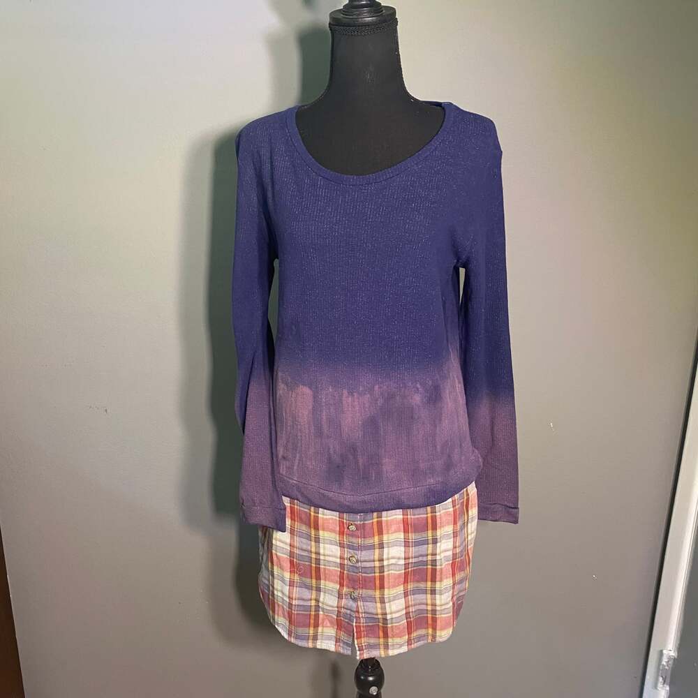 Purple, Blue and Pink Ombre Dyed Women's Thermal Dress by Aratta Size S/M NWT